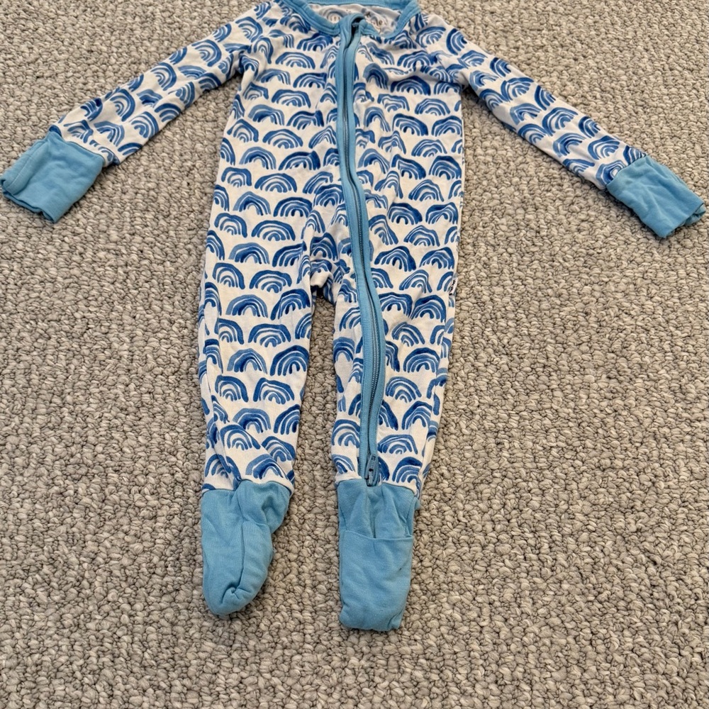 Little Sleepies Blue and White Rainbow Convertible Footies